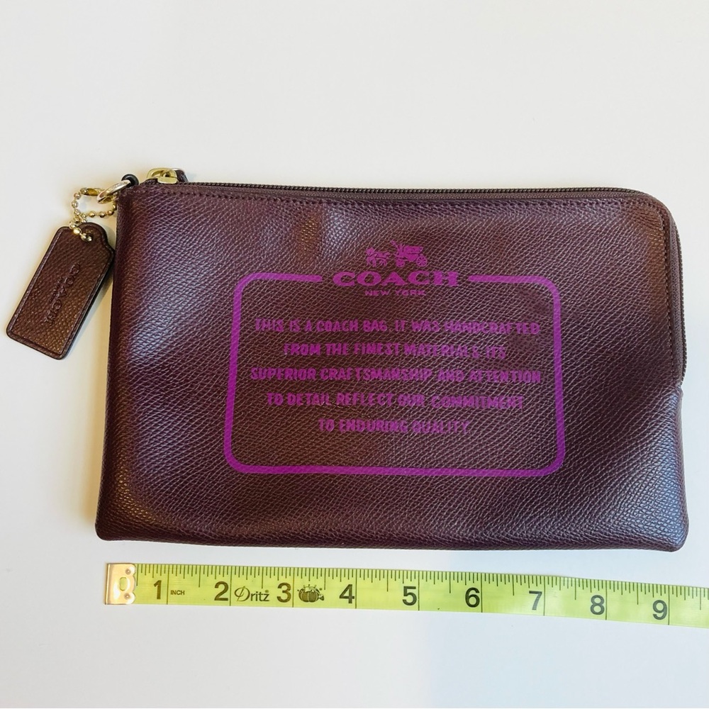 Coach leather story patch label wristlet pouch bag